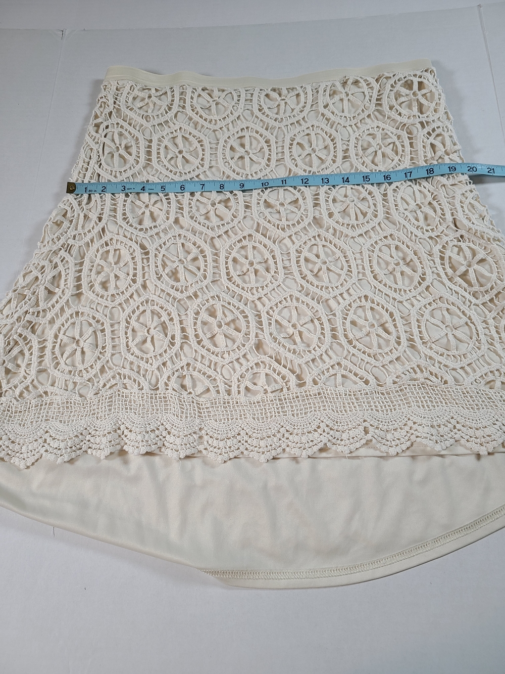 Cato Womens Delicate Cream Crochet Midi Skirt with Scalloped Hem XL Cottagecore - Picture 7 of 8